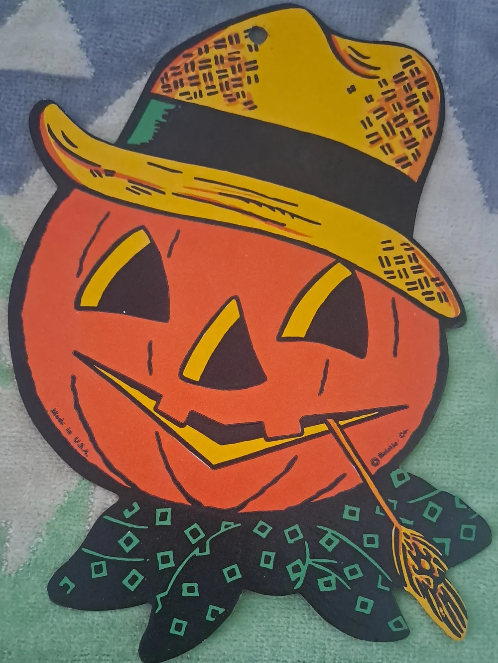 Vintage Beistle Halloween Pumpkin and Black Cat Halloween Decorations Cutouts